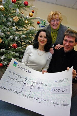 Woking Alzheimer's Society cheque presentation